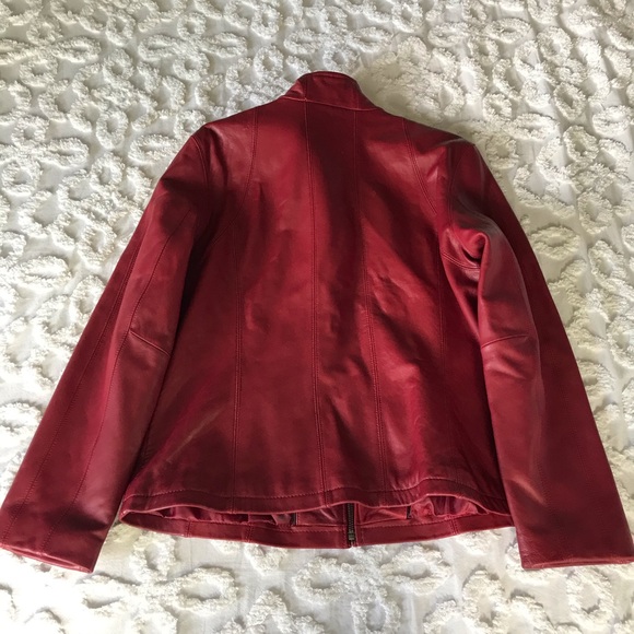 Nine West Separates Red Leather Jacket Size Large - Picture 16 of 16